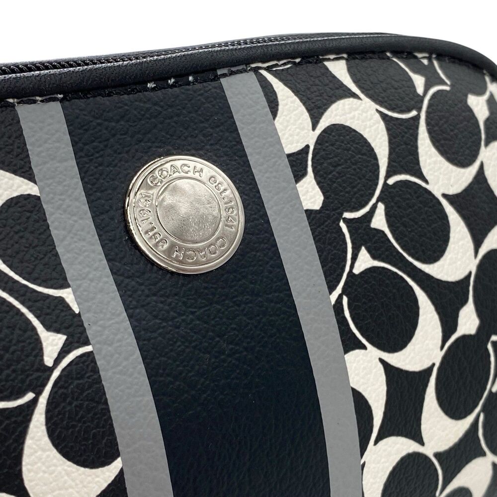 Coach Heritage Signature Logo Coated Canvas Cosmetic‎ Bag - Picture 2 of 12